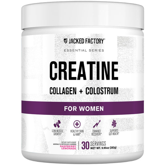 Jacked Factory Creatine for Women bottle with label highlighting lean muscle support