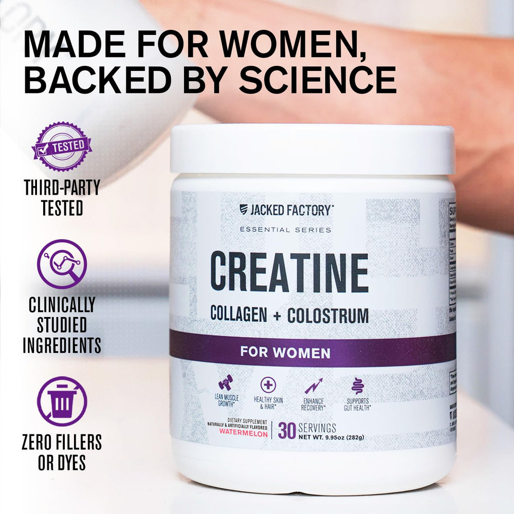 Scoop-dispense action of Jacked Factory Creatine for Women watermelon flavor