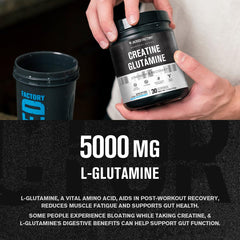 Jacked Factory Creatine + Glutamine dissolved in water creating a blue raspberry drink.