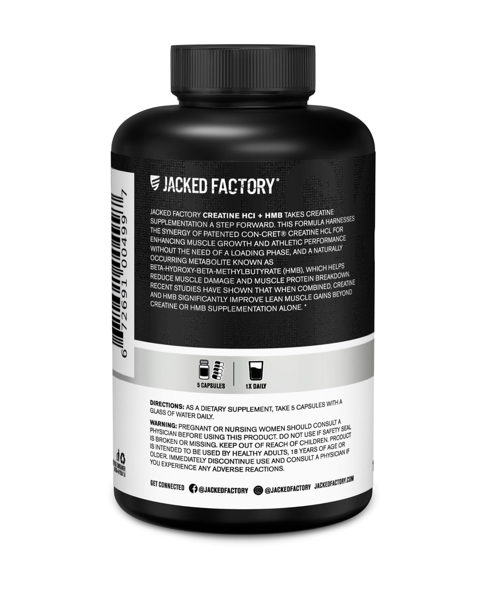 Jacked Factory Creatine HCL HMB capsules lab-tested seal reinforces purity and quality