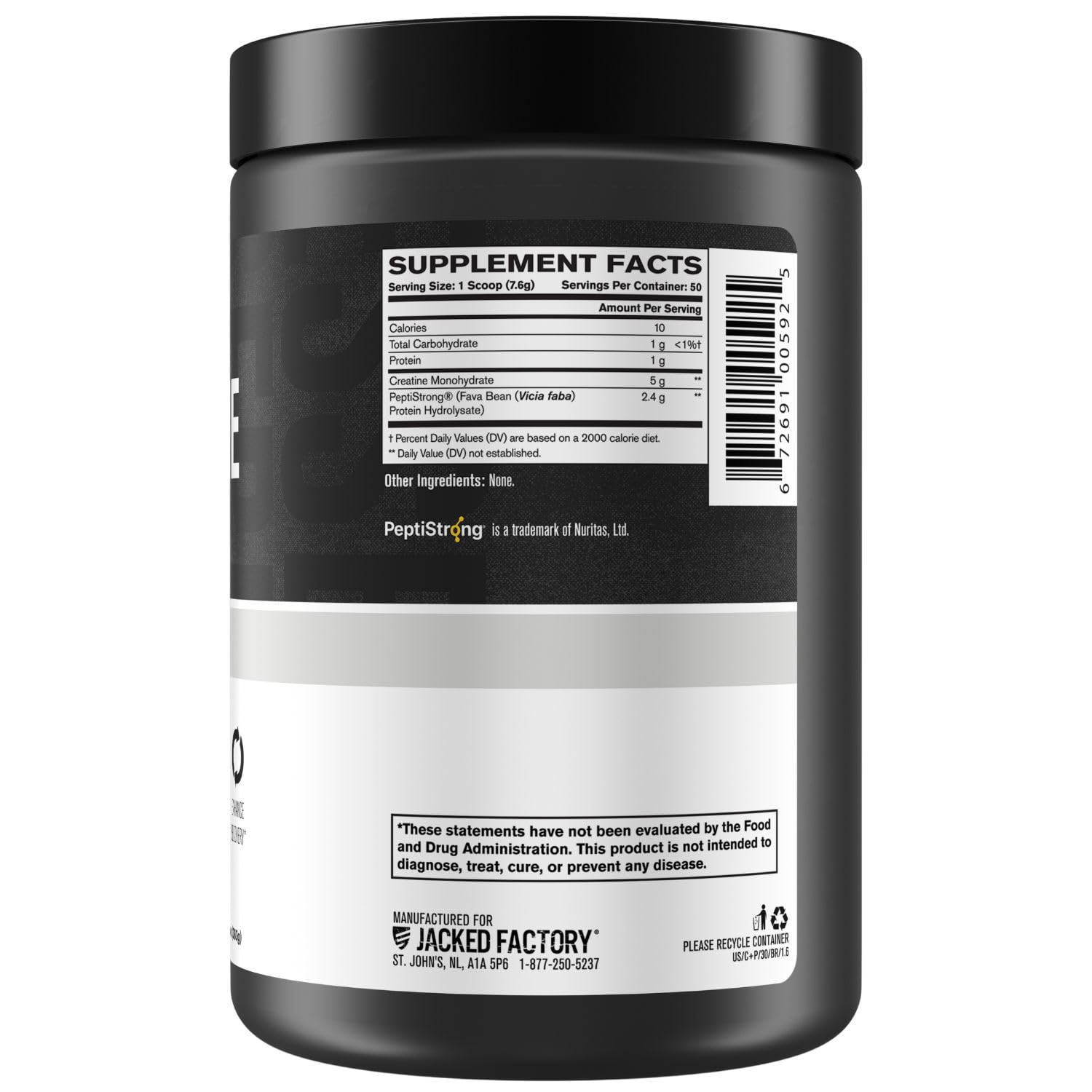 Jacked Factory unflavored Creatine Peptides powder blends smoothly in beverages.