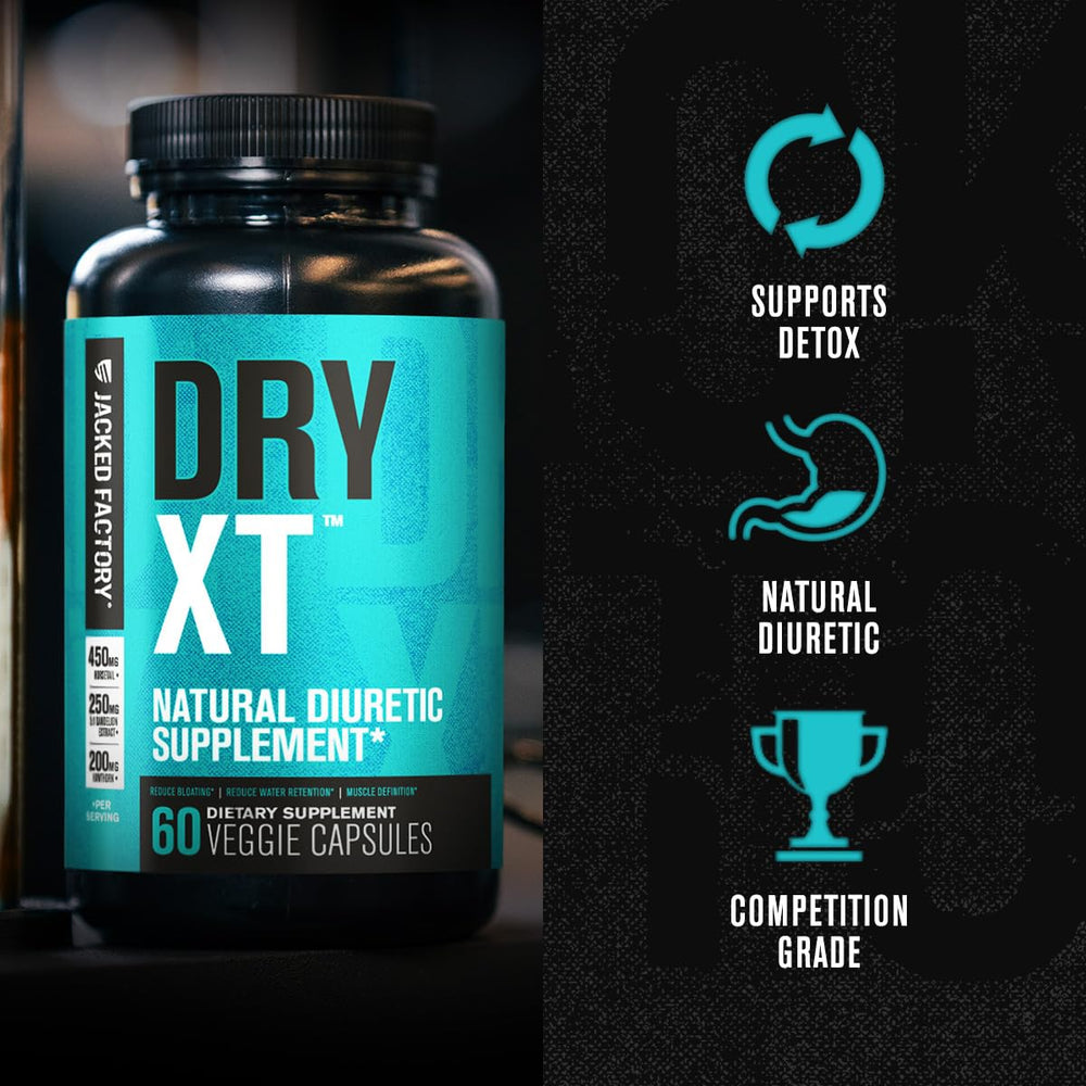 Jacked Factory Dry-XT horsetail herb image signals traditional diuretic power