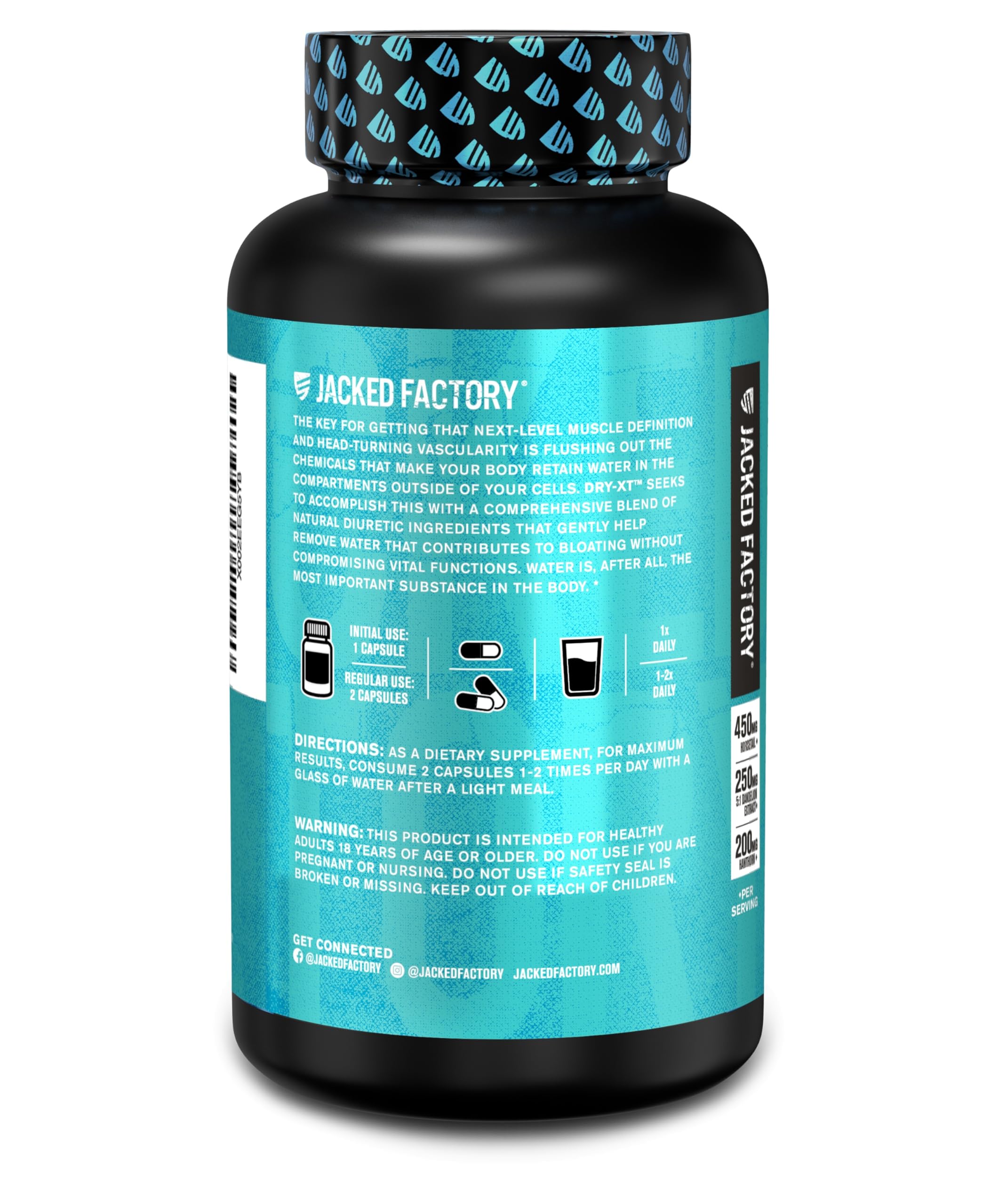 Jacked Factory Dry-XT potassium capsule close-up notes mineral balance benefits