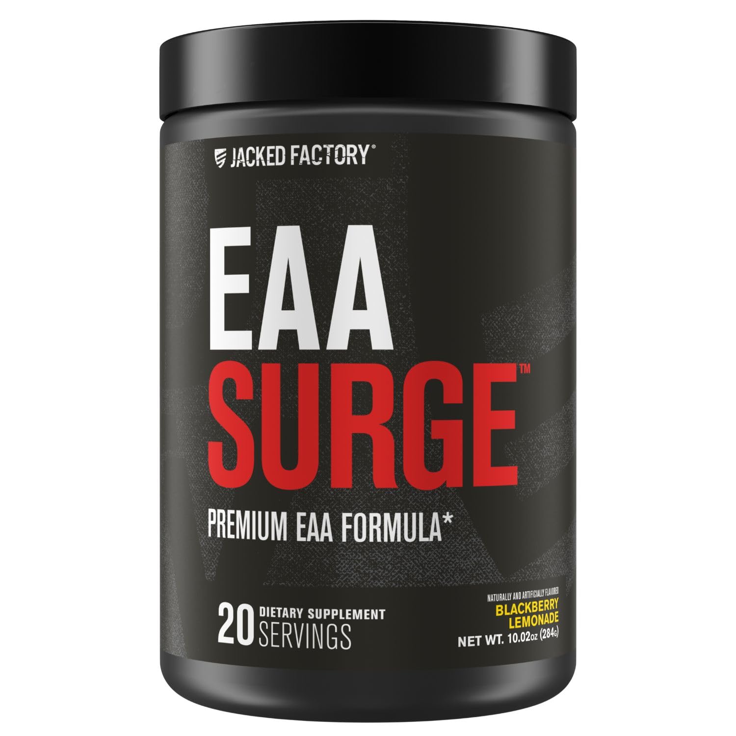 Jacked Factory EAA Surge bottle with BlackBerry Lemonade flavor for refreshing intra workout hydration