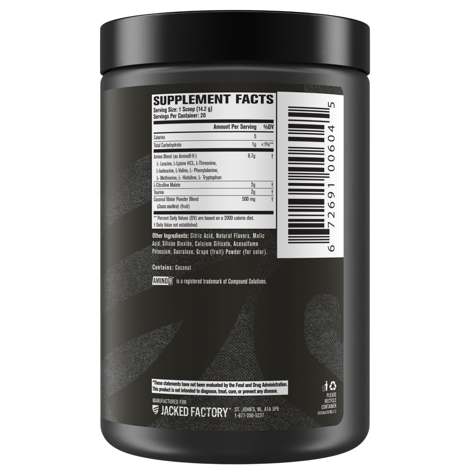 L-Taurine and Coconut Water elements highlighted in the EAA Surge formula