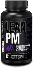 Jacked Factory Lean PM Max bottle front view for night-time use.