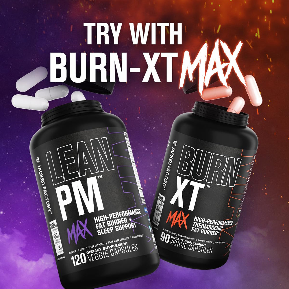 Jacked Factory Lean PM Max bottle shows 120 count.