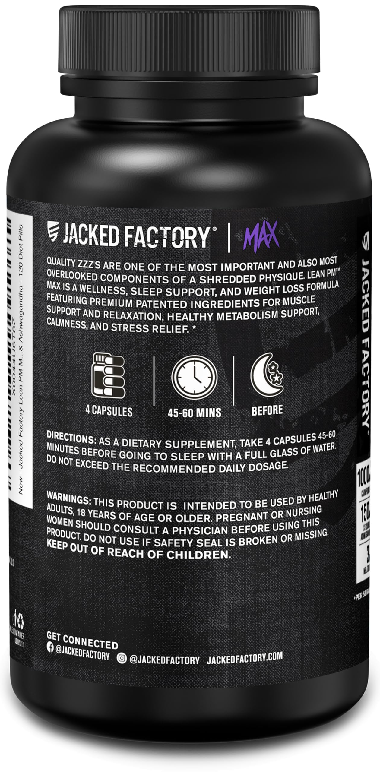 Jacked Factory Lean PM Max nightly routine in bedroom for rest.