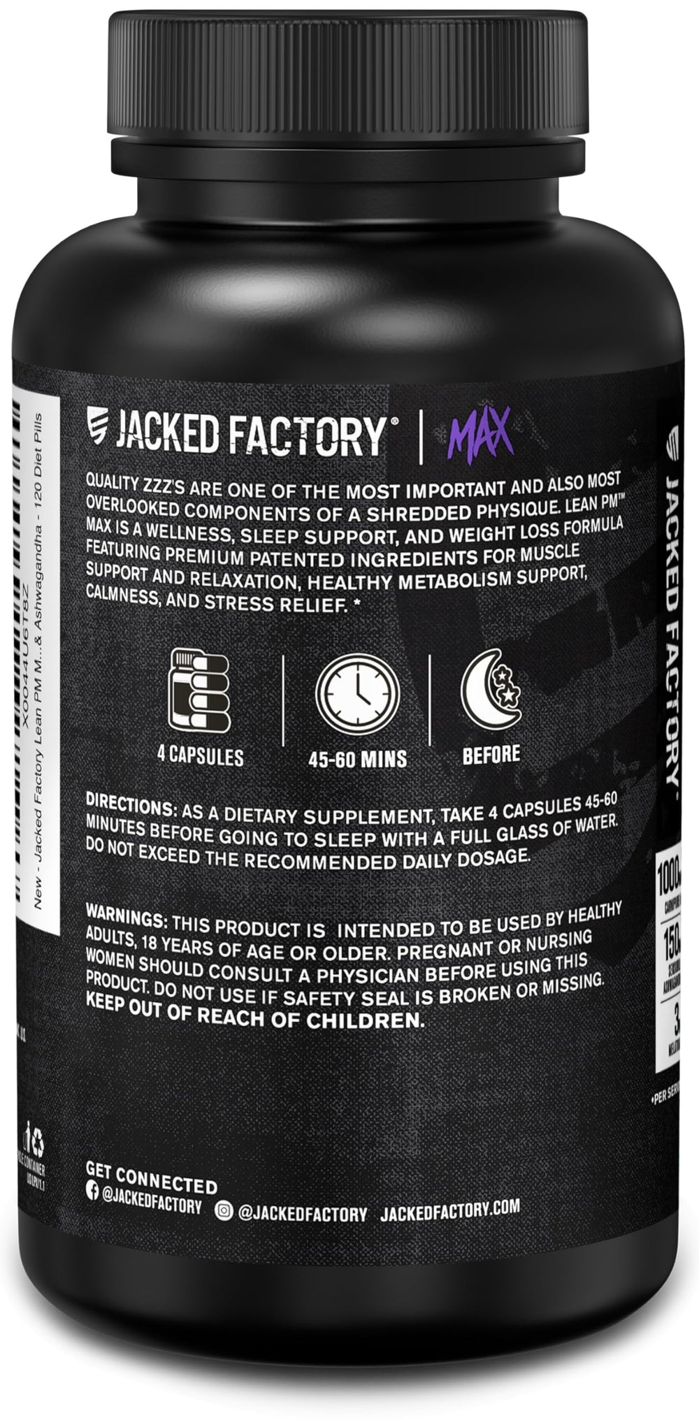 Jacked Factory Lean PM Max nightly routine in bedroom for rest.