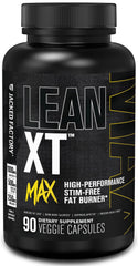Jacked Factory Lean-XT Max bottle front showing premium fat-burning formula.