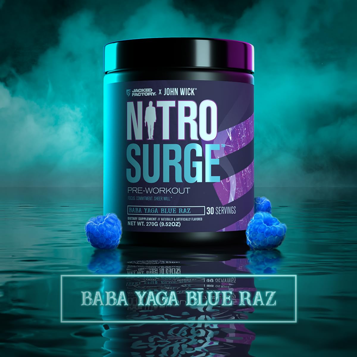 Nitrosurge Wick label closeup highlights bold branding and ingredient clarity.