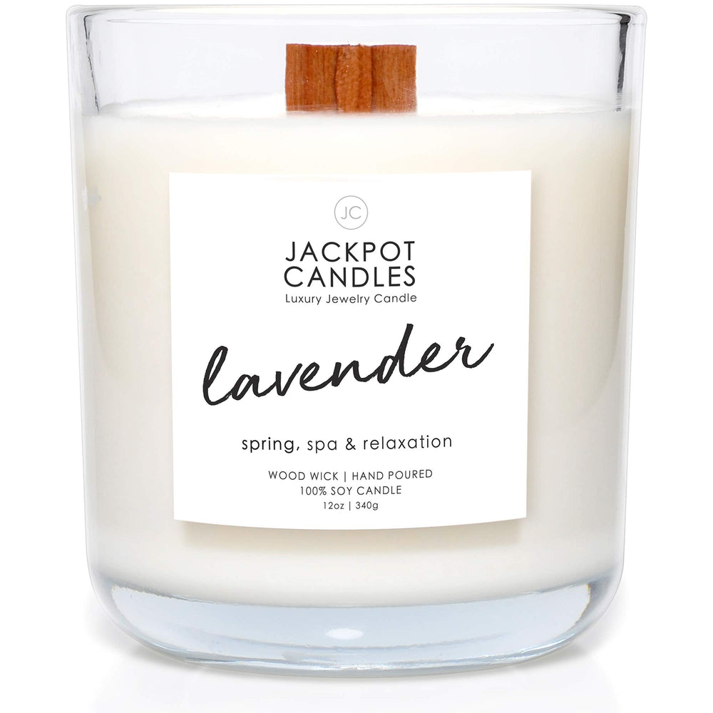 Jackpot Candles Lavender Candle with ring inside offering a hidden jewelry surprise
