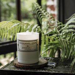 Jackson Vaughn sandalwood cedar dried rose notes for refined ambience.