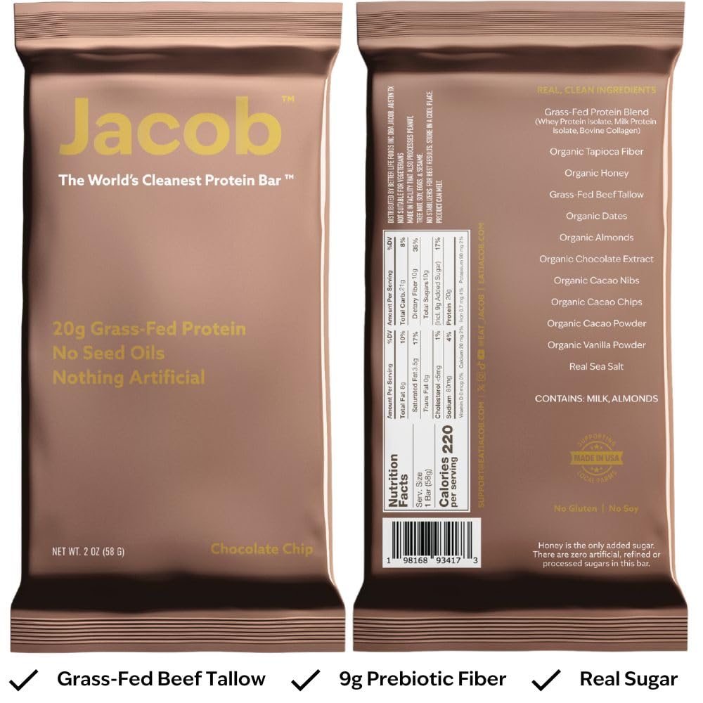 Jacob Bar chocolate bar closeup shows smooth texture and premium protein