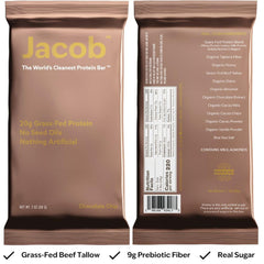 Jacob Bar chocolate bar closeup shows smooth texture and premium protein