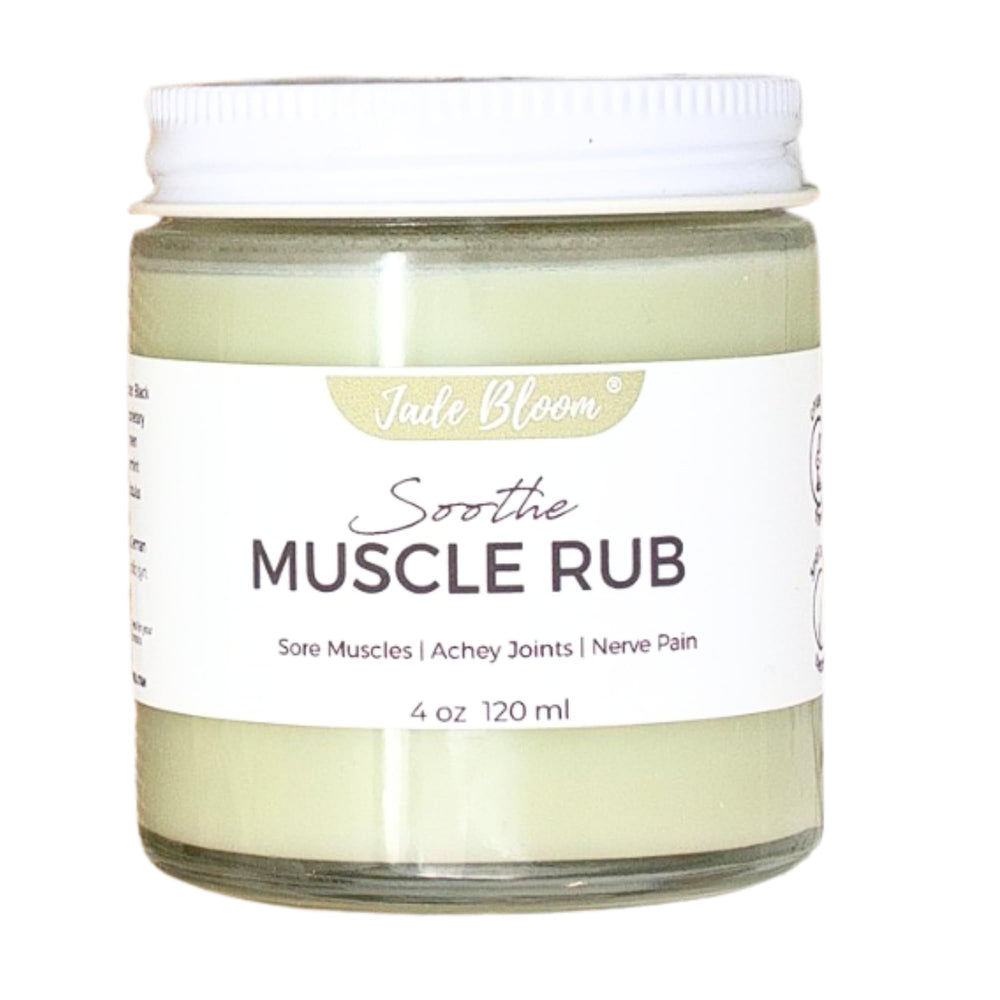 Jade Bloom Soothe Rub 4oz tin for relaxing massage and everyday comfort