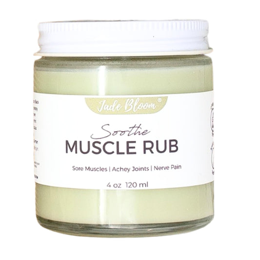 Jade Bloom Soothe Rub 4oz tin for relaxing massage and everyday comfort