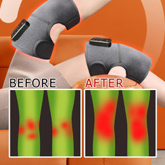 JADE KIT heated knee pad heat settings display shows temperature range.