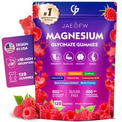 JAENFW magnesium glycinate gummies 1000mg bottle front for daily energy and focus