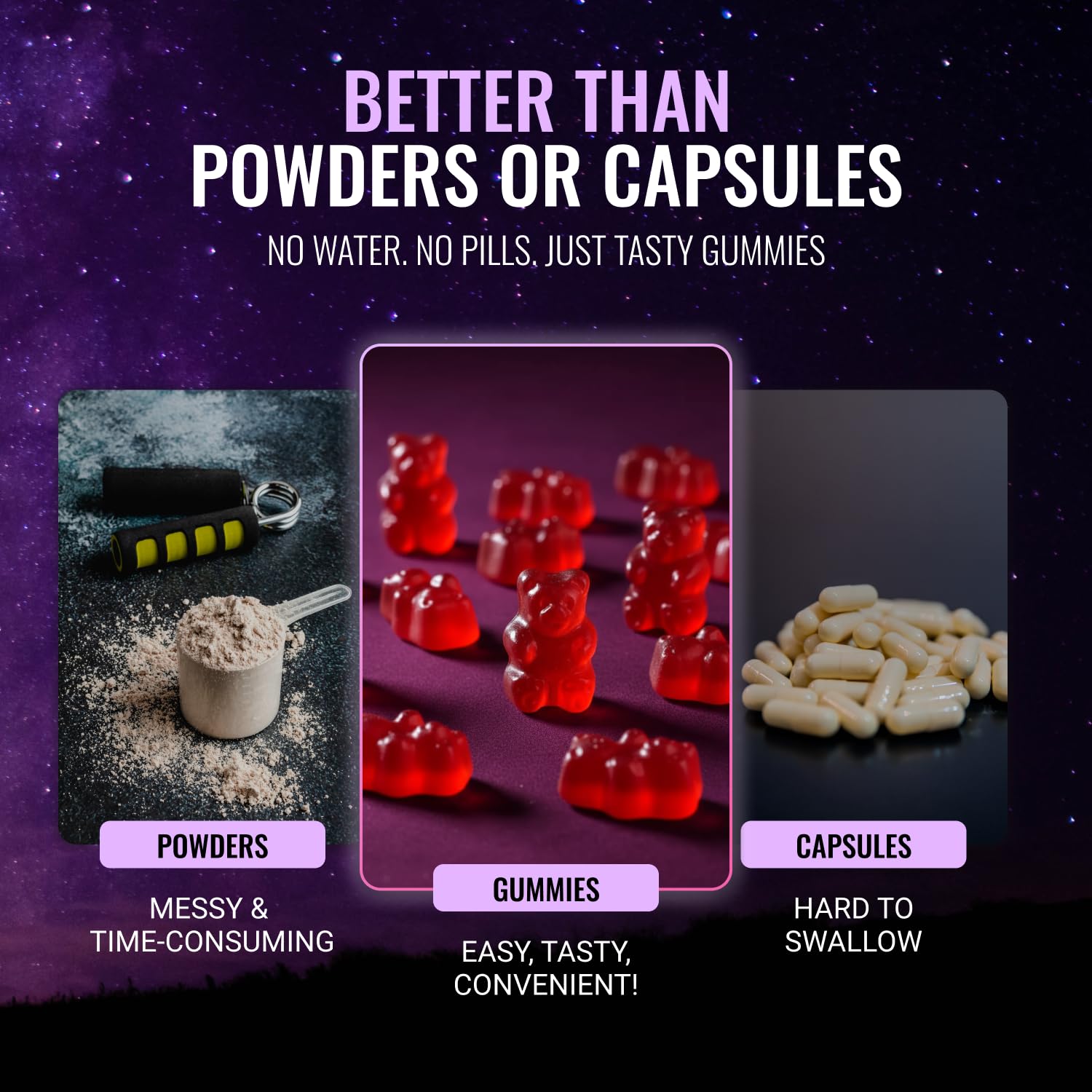 JAENFW raspberry-flavored gummies closeup shows sugar-free option