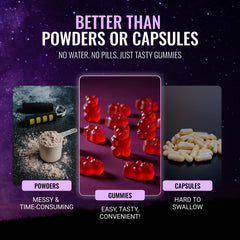 JAENFW raspberry-flavored gummies closeup shows sugar-free option