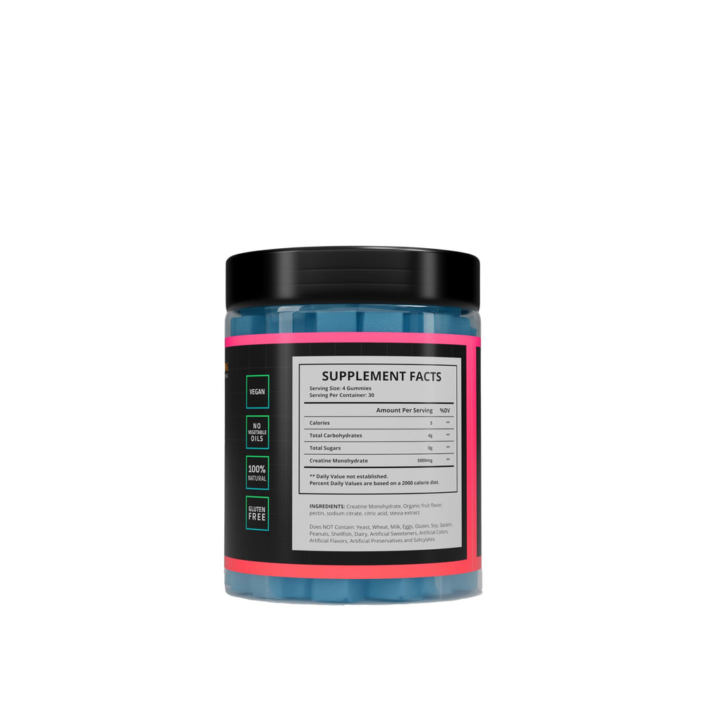 Jaeva gummies label closeup highlights 5 g per serving for athletic training