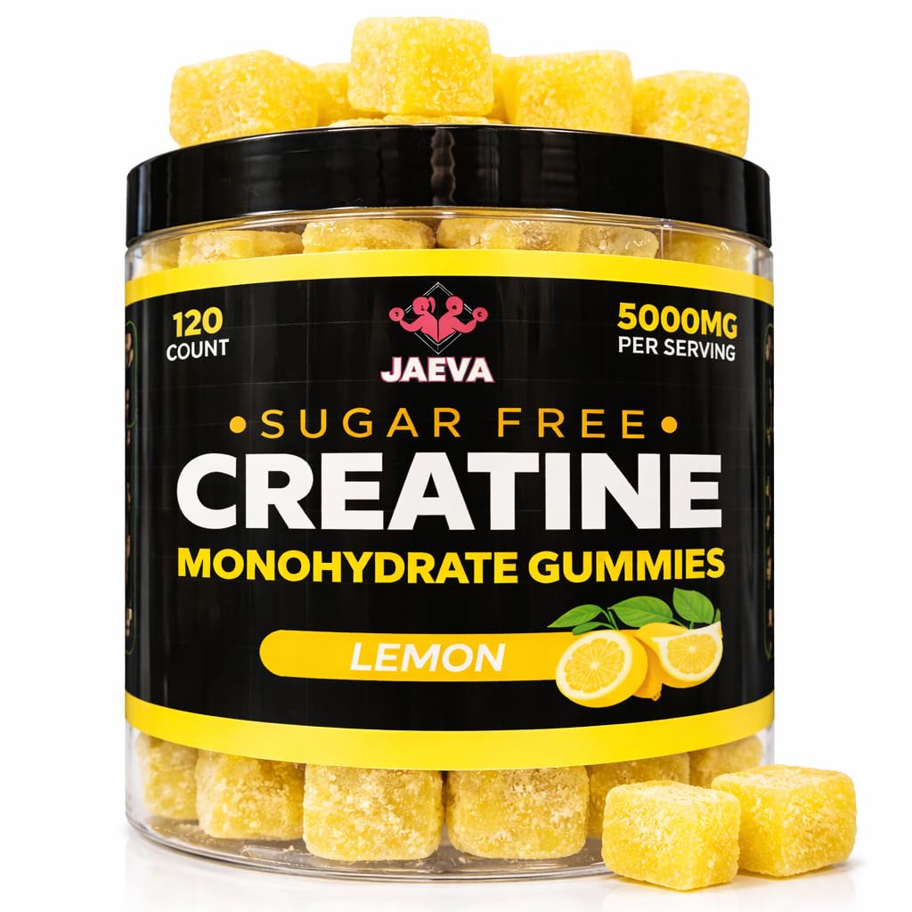 Jaeva Sugar-Free Creatine Gummies jar label emphasizes clean ingredients for reliable workouts.