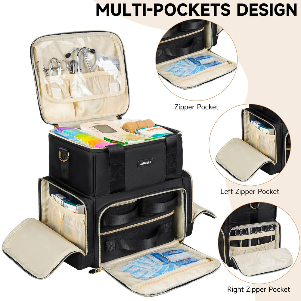 Jaffzora large capacity double layer bag for daily medication storage