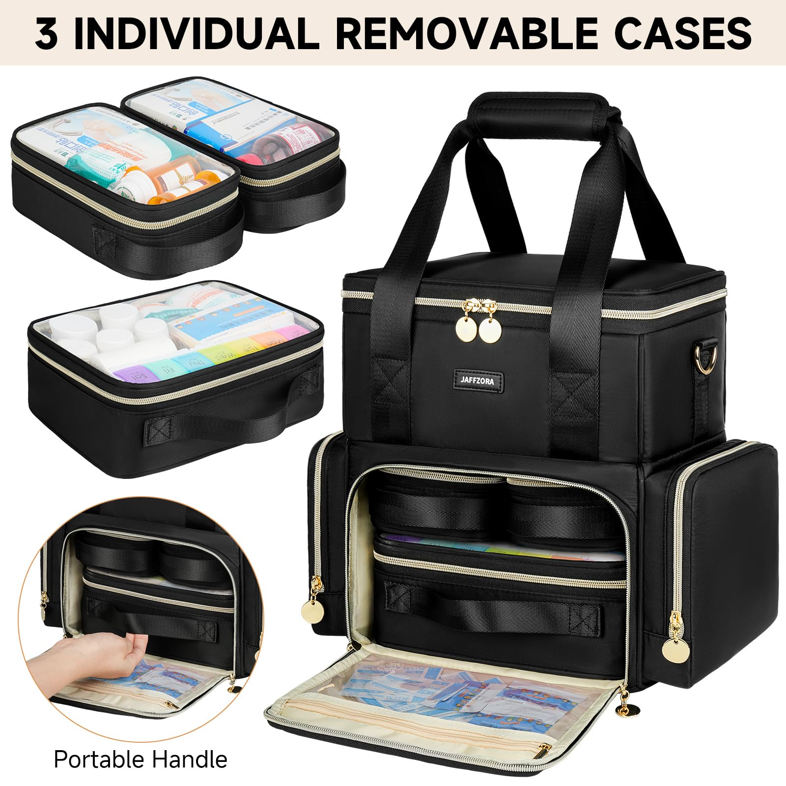 Jaffzora bag interior transparent covers for quick item recognition