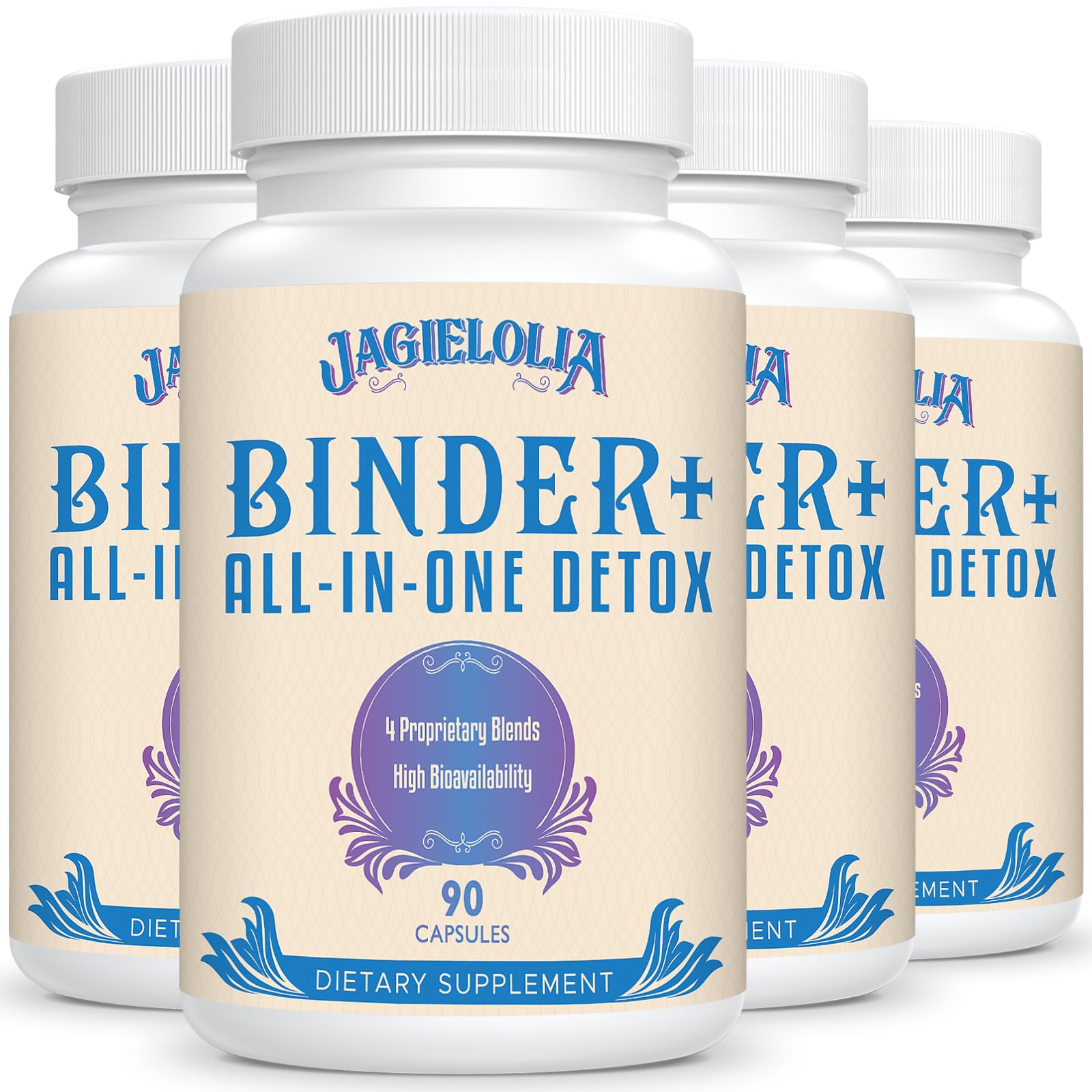 Jagielolia All-In-One Detox Binder bottle shown for daily detox routine