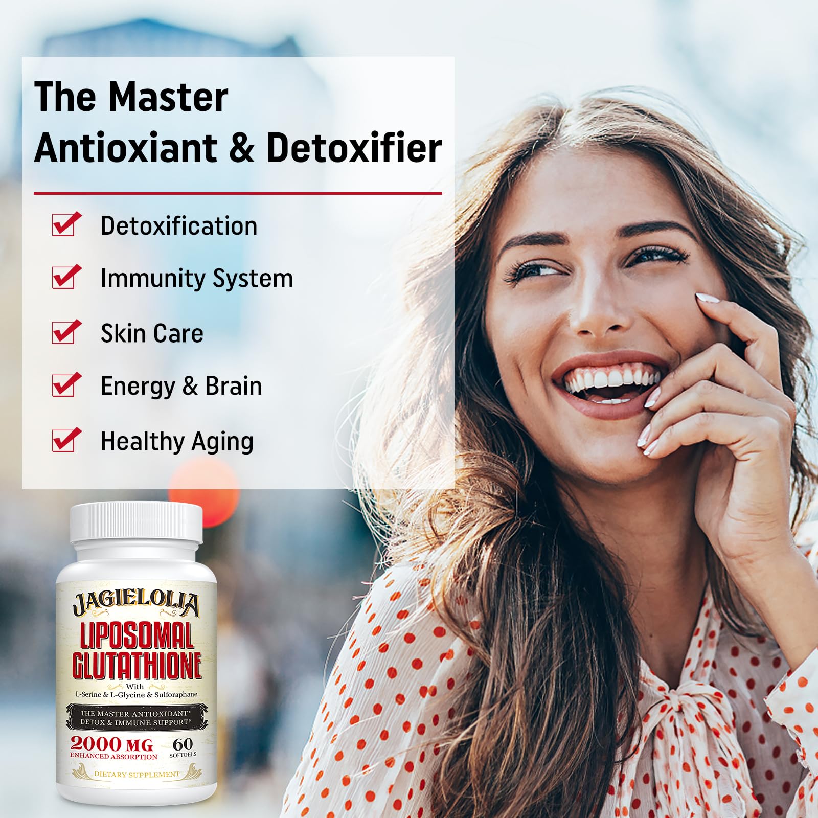 Premium Jagielolia packaging display communicates quality for a daily antioxidant routine.
