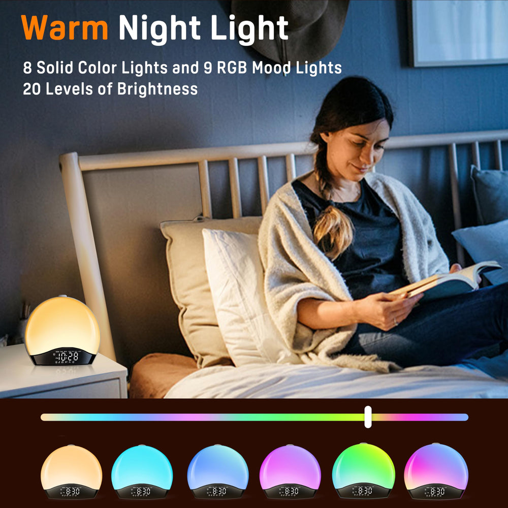 JALL Sunrise Alarm Clock 17 color lights set ambient mood