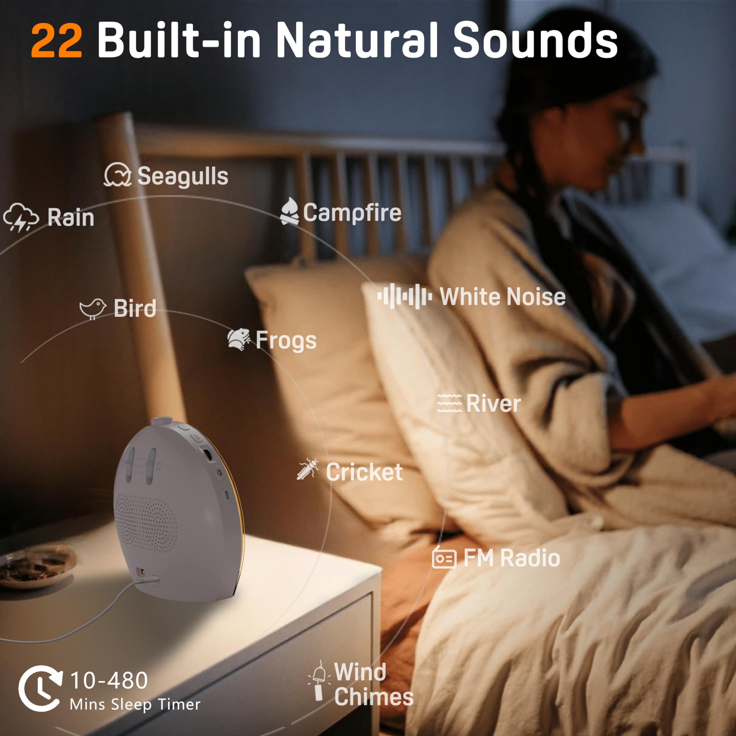JALL Sunrise Alarm Clock offers 25 soothing sounds for relaxation