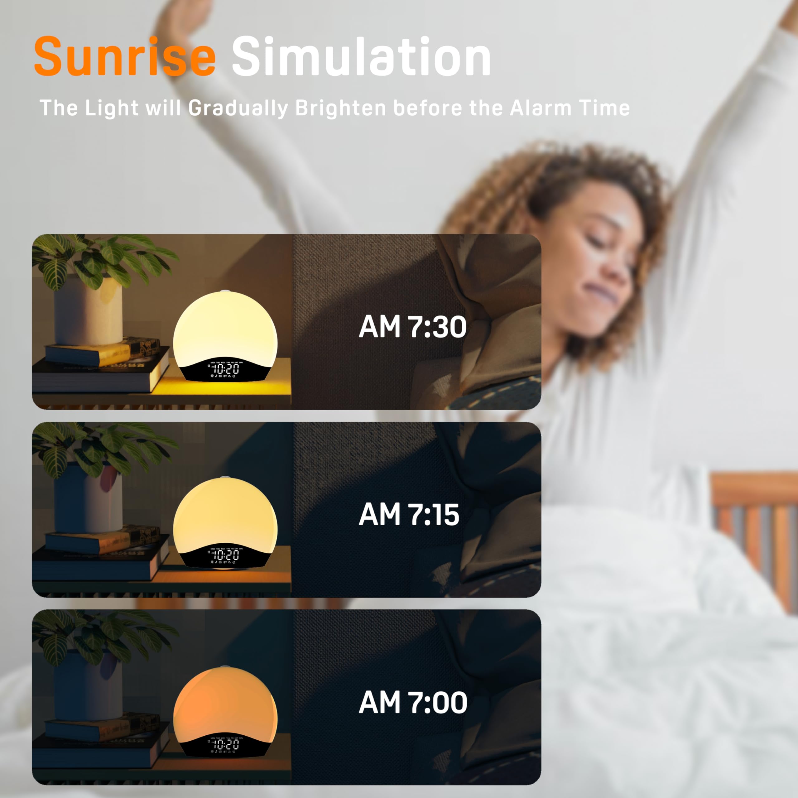 JALL Sunrise Alarm Clock 5W Hi-Fi speaker streams your music