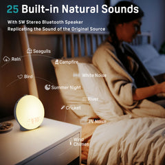JALL Sunrise Alarm Clock sunrise ramp demonstrates gradual brightness before wake
