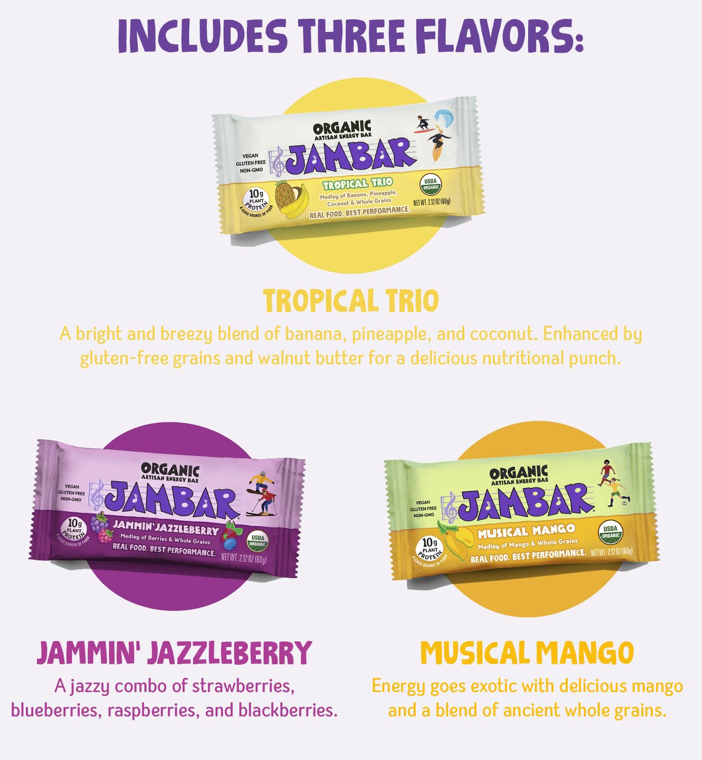 JAMBAR Musical Mango bar—mango and ancient grains for steady energy