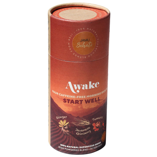 JAMUSEHATI Awake turmeric-ginger powder jar for caffeine-free energy support