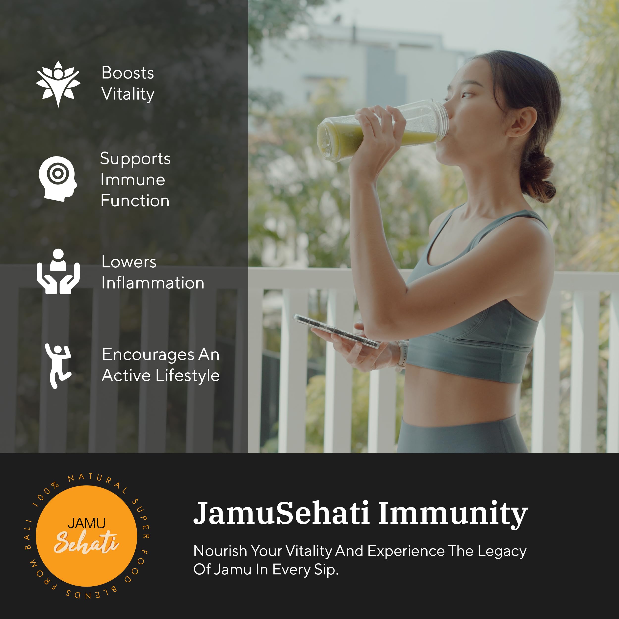 Measuring spoon with JAMUSEHATI Immunity powder for precise dosing.