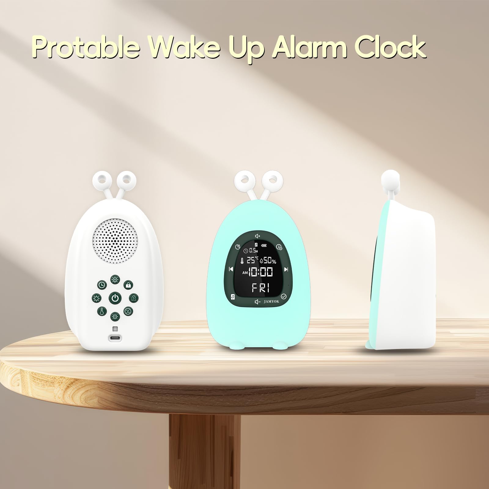 JAMYOK Sunrise Alarm Clock rechargeable battery enables portable use