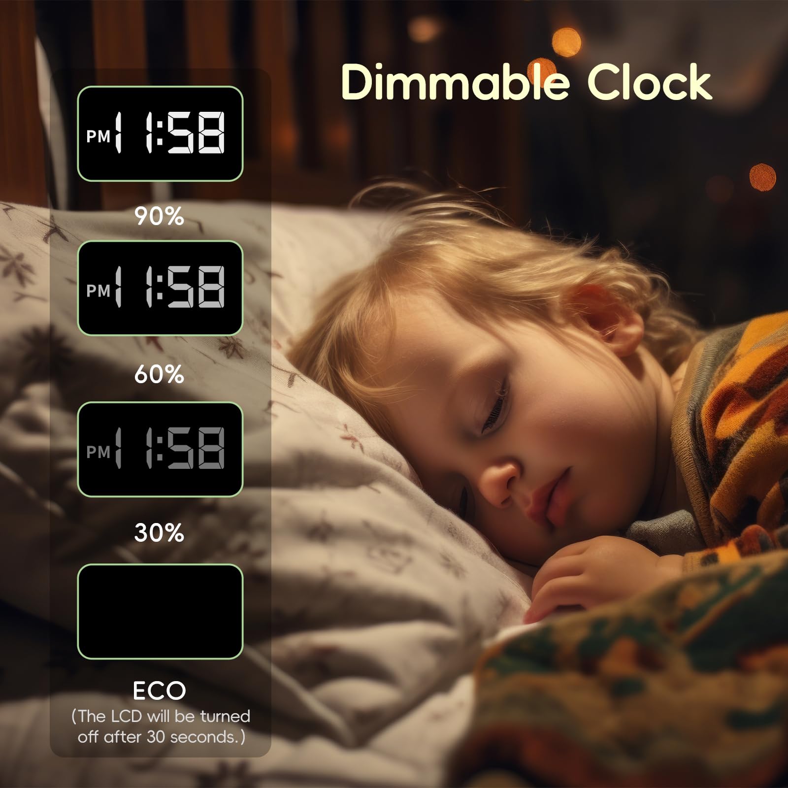JAMYOK Sunrise Alarm Clock temperature and humidity display keeps you aware