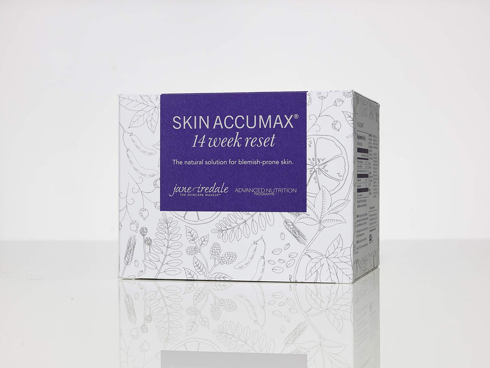 Jane Iredale Skin Accumax capsules close-up, vegan formula suitable for daily skin support.