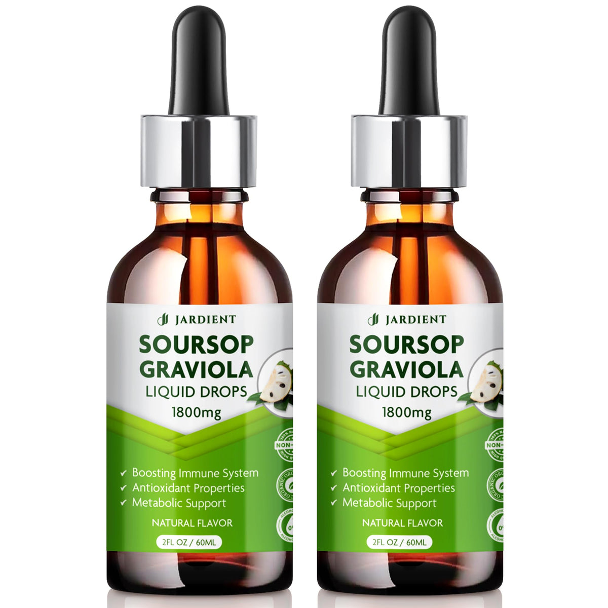 Jardient Soursop Bitters Liquid Oil bottle for immune support and digestion.