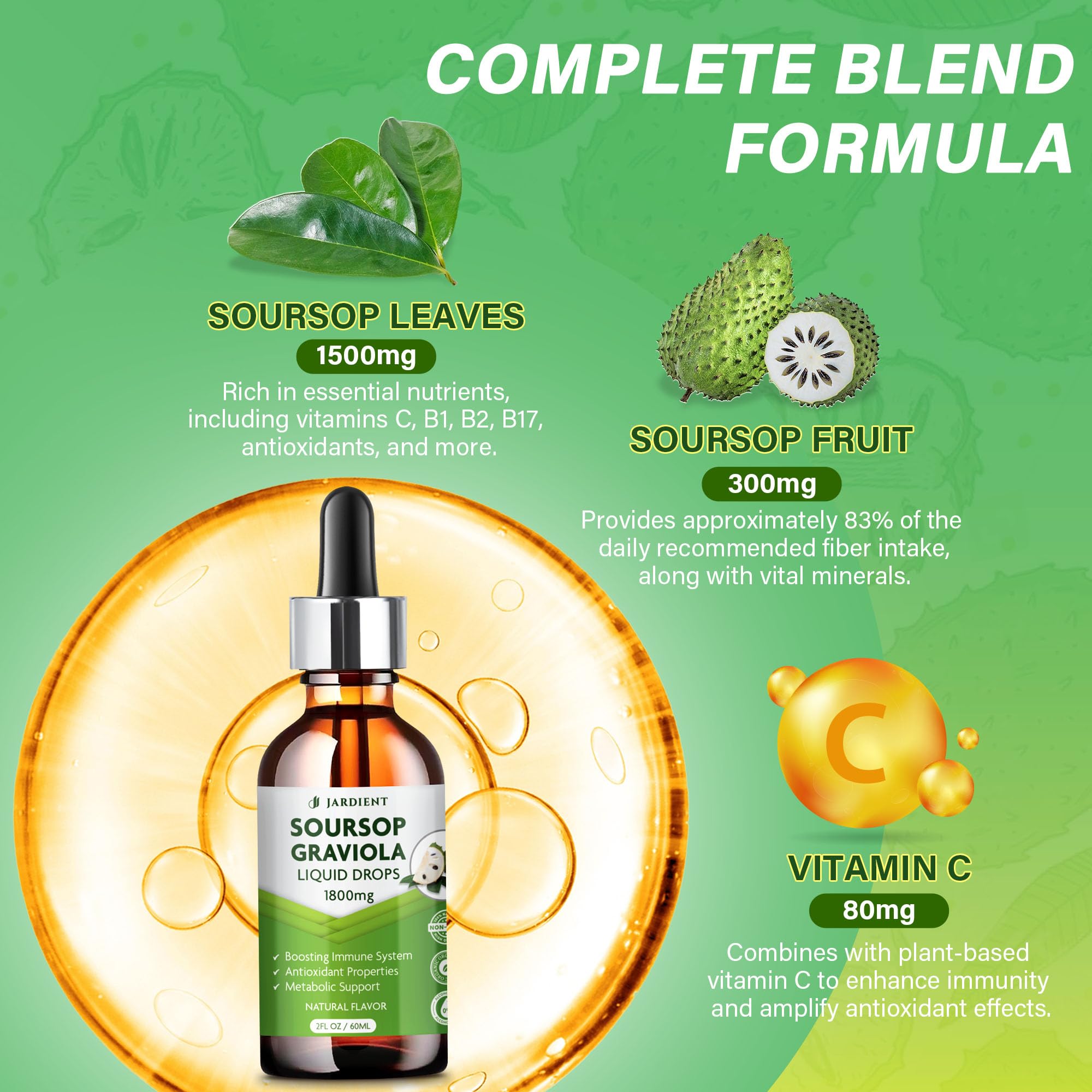 Jardient Soursop Bitters Liquid Oil dropper shows precise dosing for daily use.