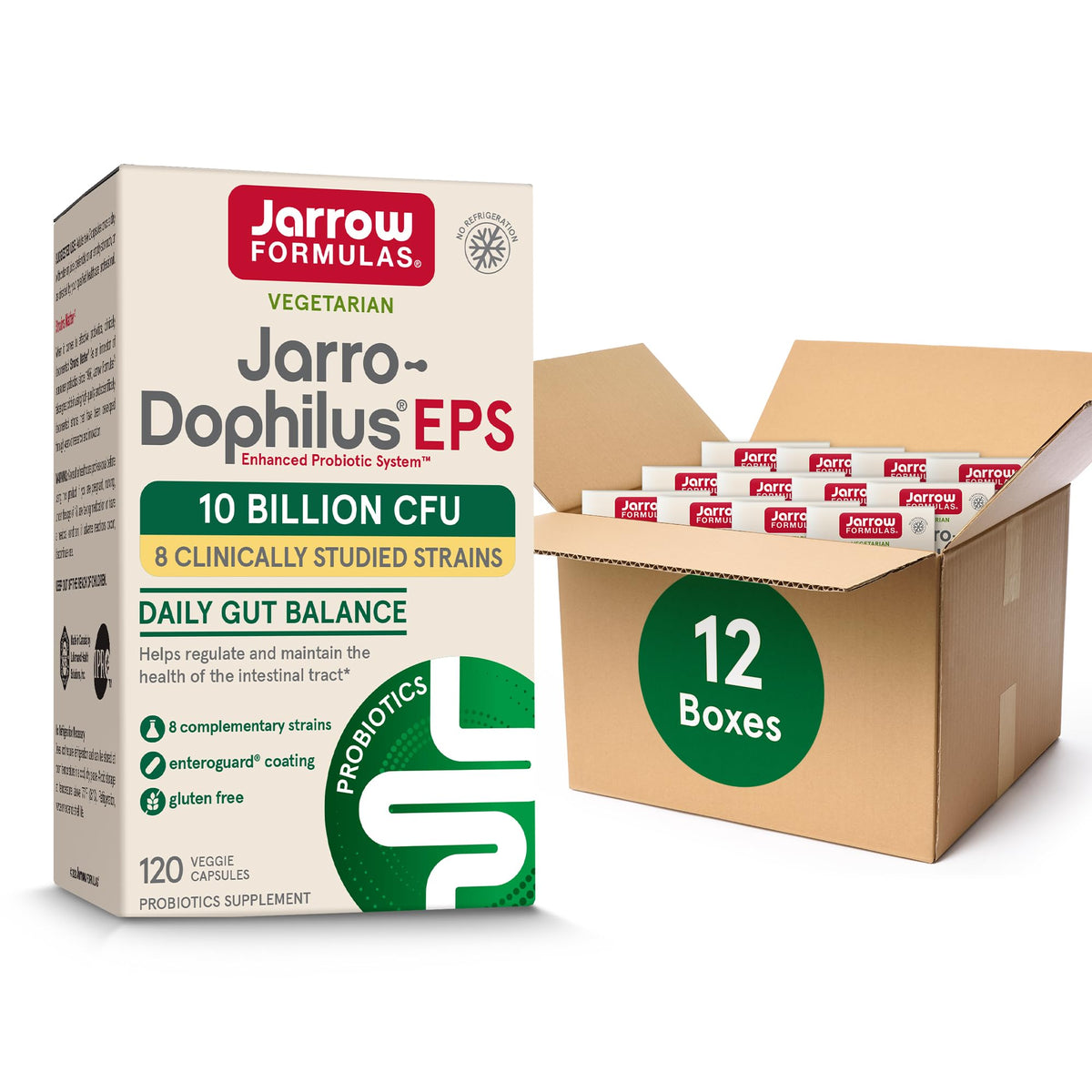 Jarrow Formulas Jarro-Dophilus EPS bottle with capsules may support gut health.