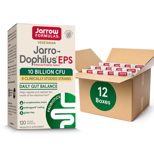 Jarrow Formulas Jarro-Dophilus EPS bottle with capsules may support gut health.