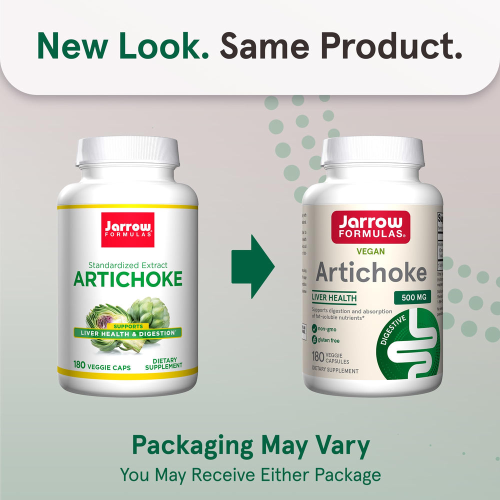 Jarrow Formulas Artichoke 500 mg bottle back with supplement details