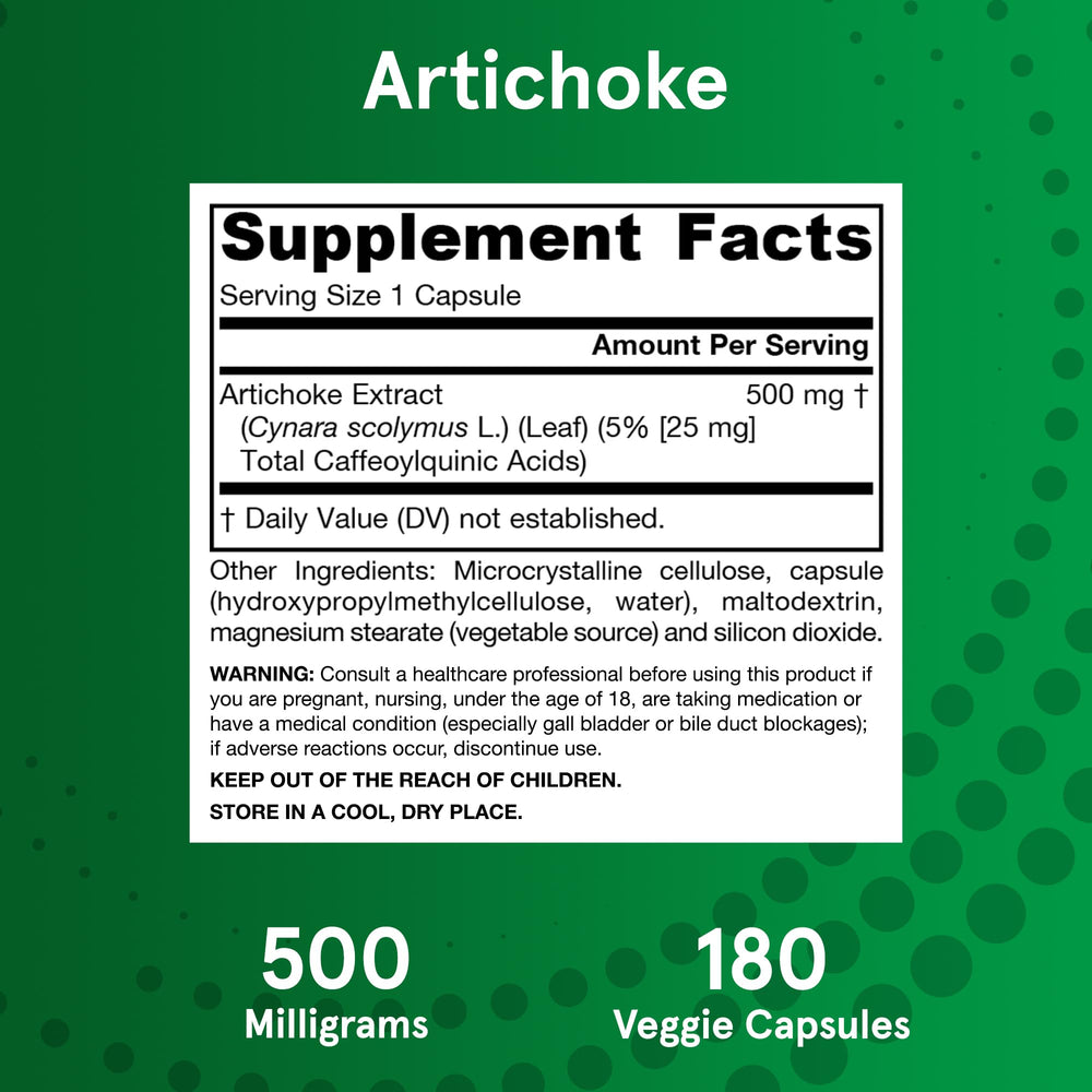 Jarrow Artichoke 5 percent caffeoylquinic acids label emphasis for liver support