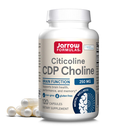 Jarrow Formulas Citicoline CDP Choline bottle front supports daily brain health.