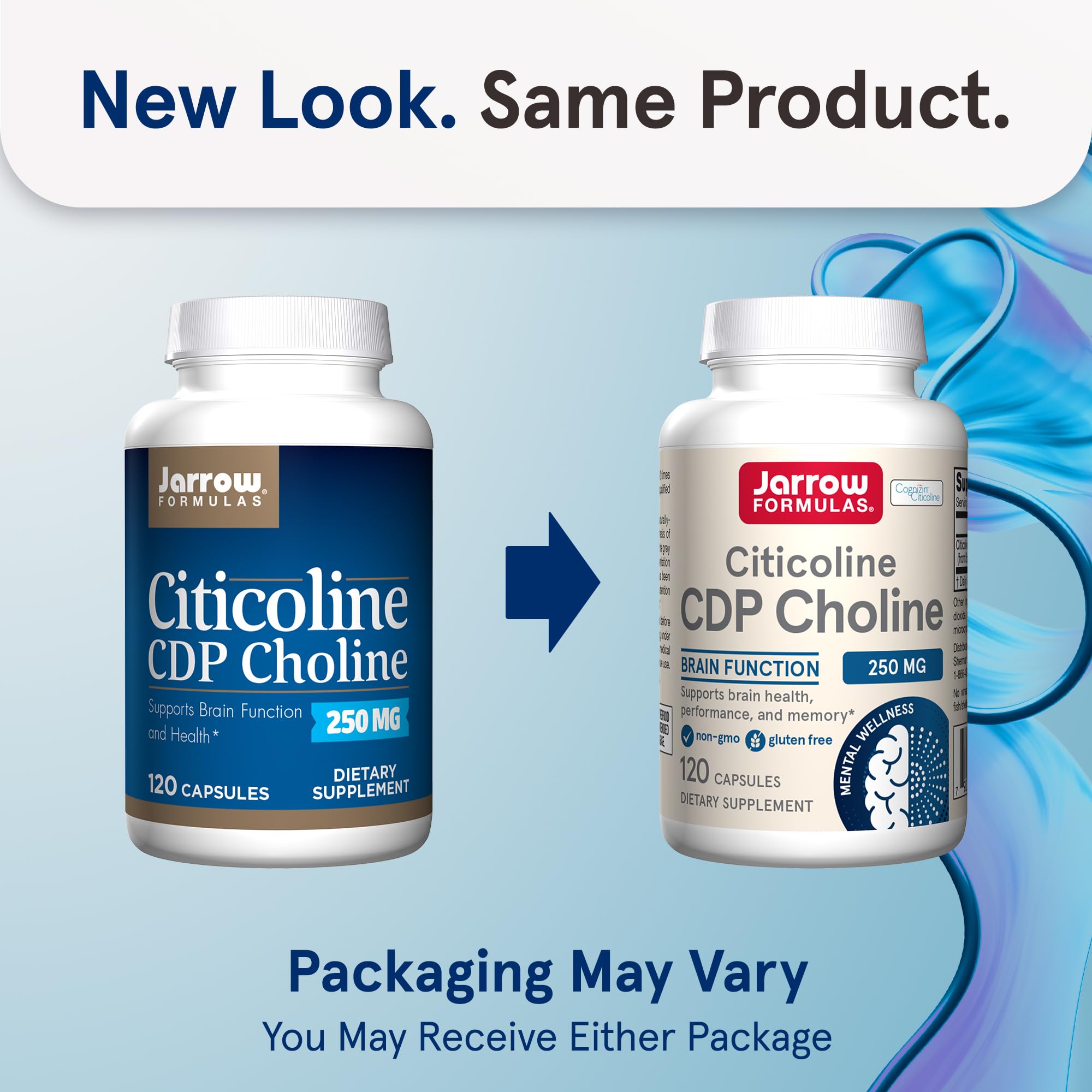 Jarrow Citicoline CDP capsules closeup shows high-quality brain support.