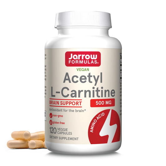 Jarrow Formulas Acetyl L-Carnitine 500mg capsule—brain health support and energy production.